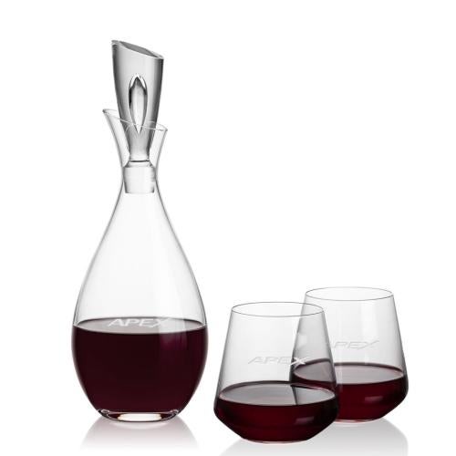 Custom Barware Glasses - Carafes - Pickett Decanter & Stevenson Stemless Wine