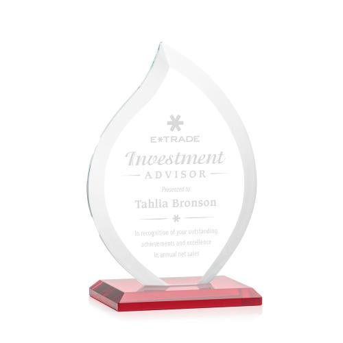 Awards and Plaques - Crystal Trophies - Tomlinson Red Flame Crystal Trophy