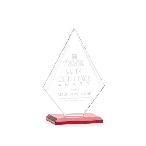 Awards and Plaques - Crystal Trophies - Lujan Red Crystal Trophy
