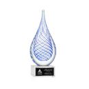 Striation on Plated Crystal Base Clear Tear Drop Glass Trophy