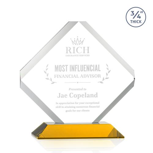 Awards and Plaques - Crystal Trophies - Jacobsen Amber Crystal Trophy