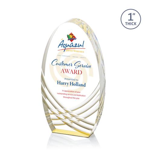 Awards and Plaques - Acrylic Trophies - Granger Full Color Gold Circle Acrylic Trophy