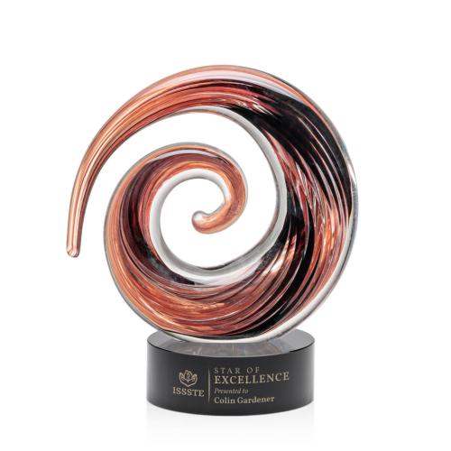 Awards and Plaques - Glass Trophies - Art Glass Trophies - Moran on Lockwood Black Circle Glass Trophy
