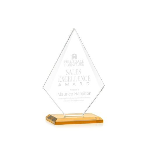Awards and Plaques - Crystal Trophies - Lujan Amber Crystal Trophy