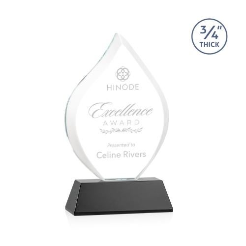 Awards and Plaques - Crystal Trophies - Cavazos on Helton Base Black Flame Crystal Trophy