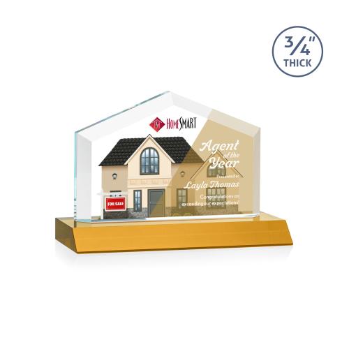 Awards and Plaques - Crystal Trophies - Realtor Full Color Amber Peaks Crystal Trophy