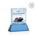 Landers Full Color on Helton Sky Blue Square / Cube Crystal Trophy