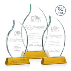 Summers on Helton Base Amber Flame Crystal Trophy - Crystal Trophies