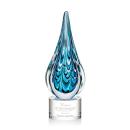 Madsen on Round  Base Clear Tear Drop Glass Trophy