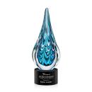 Madsen on Round Base Black Tear Drop Glass Trophy