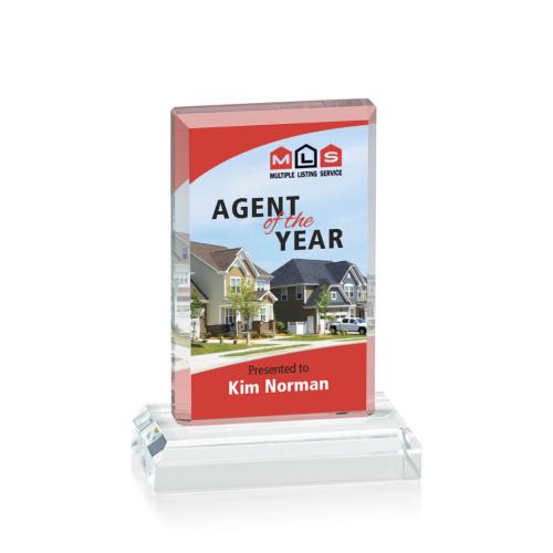Awards and Plaques - Crystal Trophies - Hester Desktop Full Color Rectangle Crystal Trophy