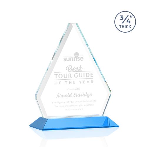 Awards and Plaques - Crystal Trophies - Mayer Sky Blue Crystal Trophy