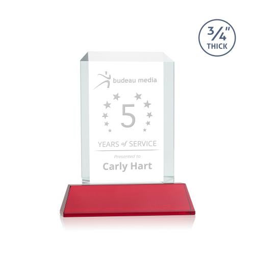 Awards and Plaques - Crystal Trophies - Carey on Helton Red Rectangle Crystal Trophy