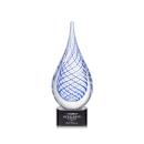 Striation on Half Round Base Black Tear Drop Glass Trophy