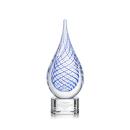 Striation on Half Round Base Clear Tear Drop Glass Trophy