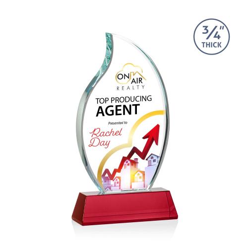 Awards and Plaques - Crystal Trophies - Summers Full Color on Helton Base Red Flame Crystal Trophy