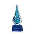Madsen on Small Crystal Base Blue Tear Drop Glass Trophy