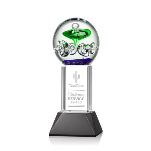Awards and Plaques - Glass Trophies - Art Glass Trophies - Williamson on Tower Base Black Towers Glass Trophy