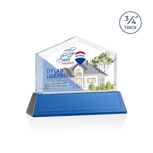 Awards and Plaques - Crystal Trophies - Realtor Full Color on Helton Blue Peaks Crystal Trophy