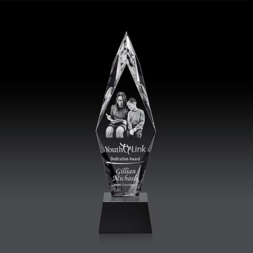 Awards and Plaques - Crystal Trophies - Kendrick on Small Base (3D) Black Crystal Trophy