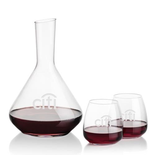 Custom Barware Glasses - Carafes - Delossantos Carafe & Holder Stemless Wine