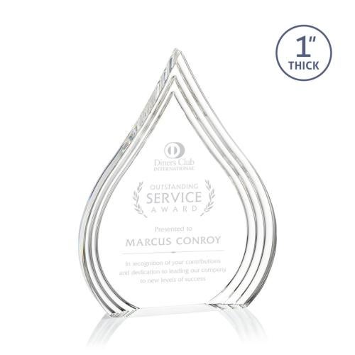 Awards and Plaques - Acrylic Trophies - Wiggins Clear Tear Drop Acrylic Trophy