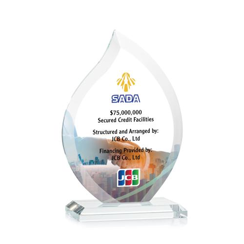 Awards and Plaques - Crystal Trophies - Tomlinson Full Color Clear Flame Crystal Trophy