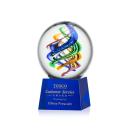 Blackburn on Small Crystal Base Blue Globe Glass Trophy