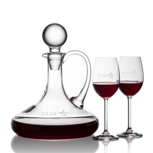 Custom Barware Glasses - Carafes - Lindsay Decanter Wine Set