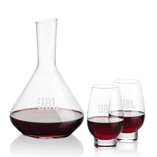 Custom Barware Glasses - Carafes - Delossantos Carafe & Hayden Stemless Wine