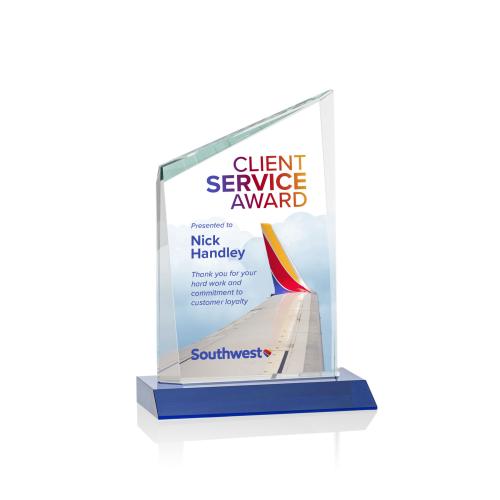 Awards and Plaques - Crystal Trophies - Brito Full Color Blue Peaks Crystal Trophy