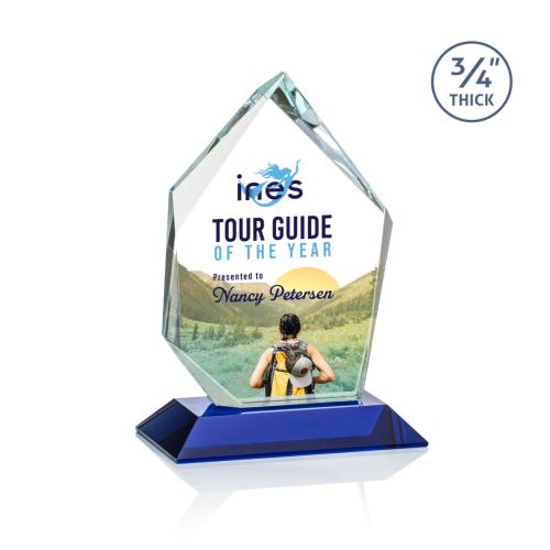 Awards and Plaques - Crystal Trophies - Boone Ice Peak Full Color Blue Peaks Crystal Trophy