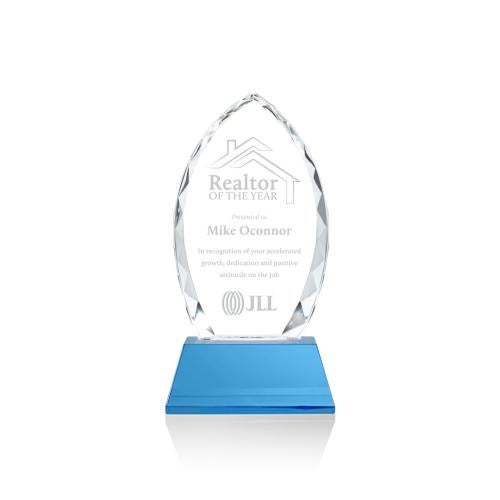 Awards and Plaques - Crystal Trophies - Grossman on Helton Sky Blue Peaks Crystal Trophy