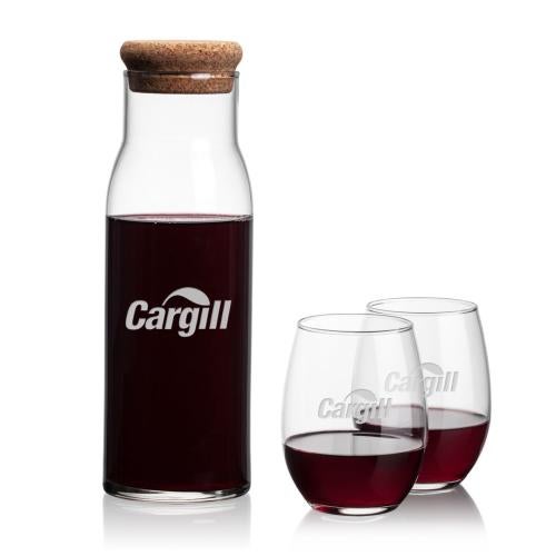 Custom Barware Glasses - Carafes - Burns Carafe & Street Stemless Wine
