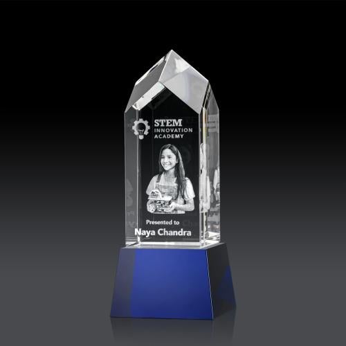 Awards and Plaques - Crystal Trophies - Escobar on Base 3D - Blue