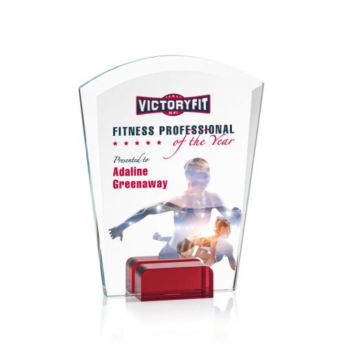 Awards and Plaques - Crystal Trophies - Byrne Full Color Red Peaks Crystal Trophy