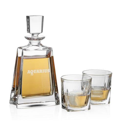 Custom Barware Glasses - Decanters - Gambrel Decanter Set