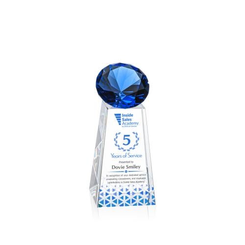 Awards and Plaques - Crystal Trophies - Tall Full Color Sapphire Crystal Trophy