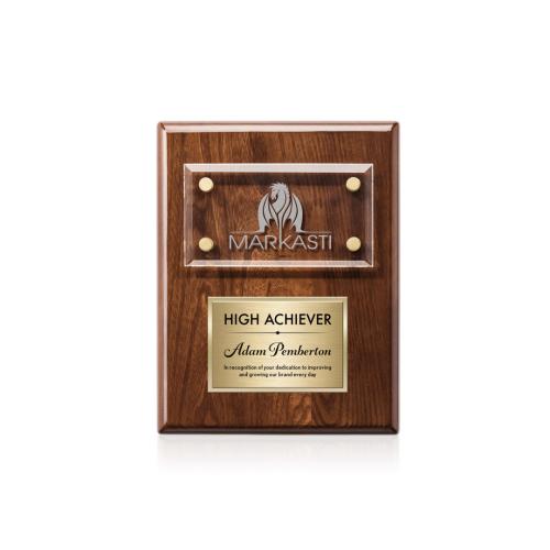 Awards and Plaques - Wall Plaque Awards - Woodward Plaque - Walnut/Gold