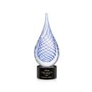 Striation on Round Base Black Tear Drop Glass Trophy