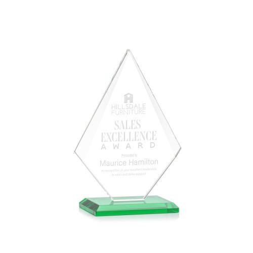Awards and Plaques - Crystal Trophies - Lujan Green Crystal Trophy