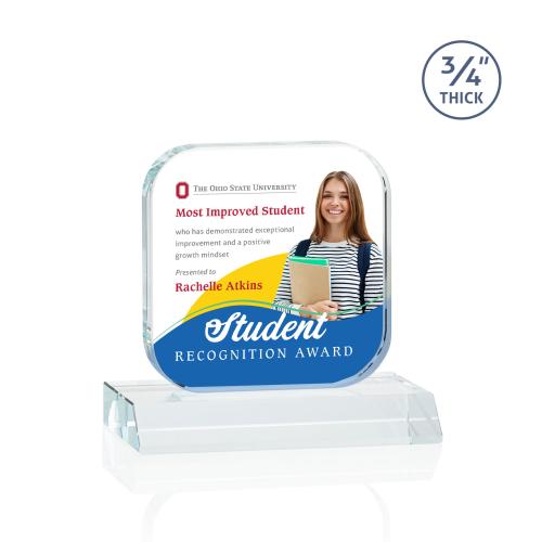 Awards and Plaques - Crystal Trophies - App Full Color Clear Square / Cube Crystal Trophy