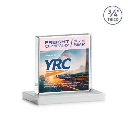 Awards and Plaques - Crystal Trophies - Landers Full Color Fagan Square / Cube Crystal Trophy