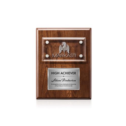Awards and Plaques - Wall Plaque Awards - Woodward Plaque - Walnut/Silver