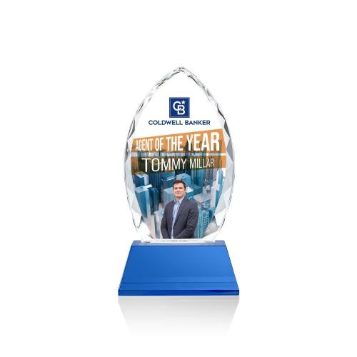 Awards and Plaques - Crystal Trophies - Grossman Full Color on Helton Blue Peaks Crystal Trophy