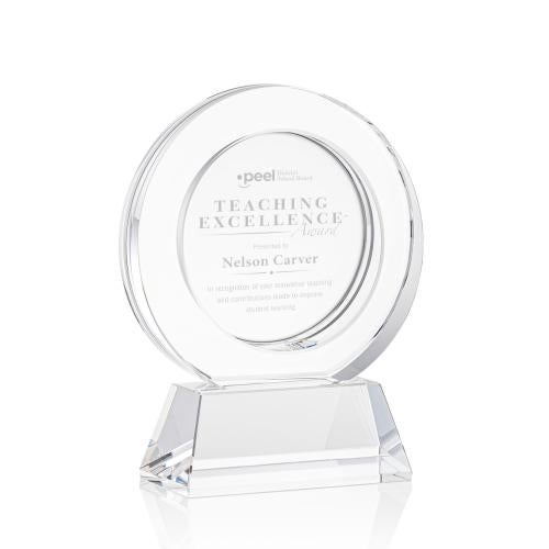 Awards and Plaques - Crystal Trophies - Napier on Base Clear Circle Crystal Trophy