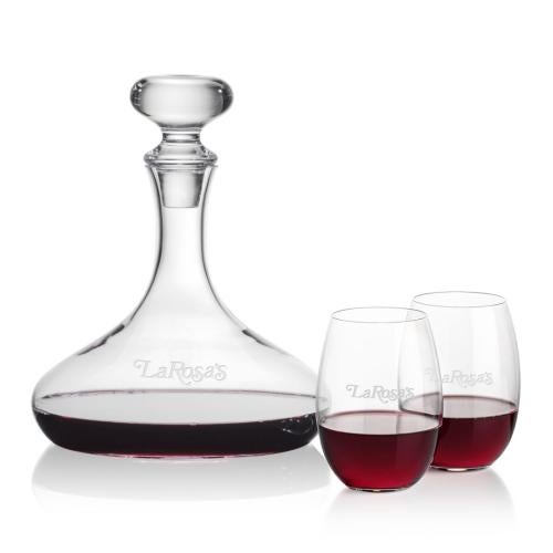 Custom Barware Glasses - Carafes - Linares Decanter & Randolph Stemless Wine