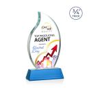 Summers Full Color on Helton Base Sky Blue Flame Crystal Trophy