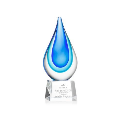 Awards and Plaques - Glass Trophies - Art Glass Trophies - Eubanks on Small Crystal Base - Clear
