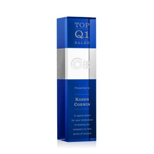 Awards and Plaques - Crystal Trophies - Price Tower Blue Towers Crystal Trophy